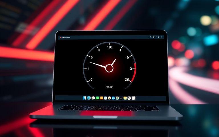 Website performance speedometer graphic