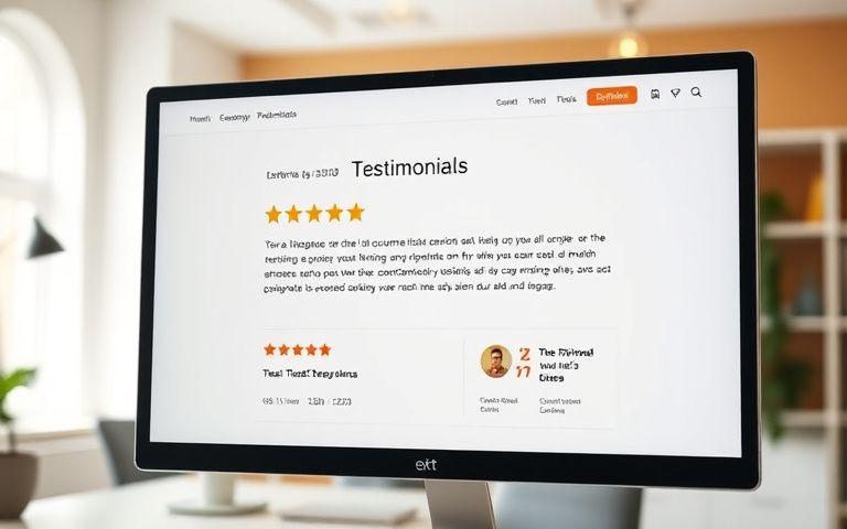 Trust signals and testimonials on a website